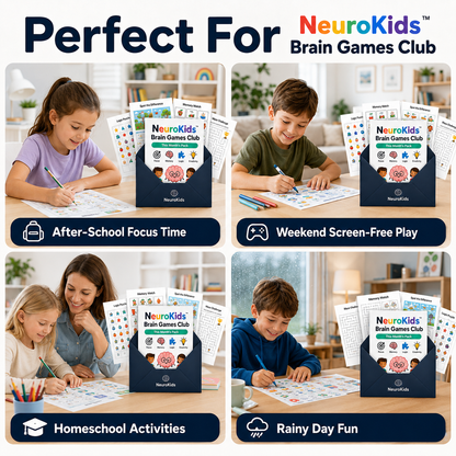 NeuroKids™ Brain-Games-Club: jeden Monat neue ausdruckbare Denkspiele.
