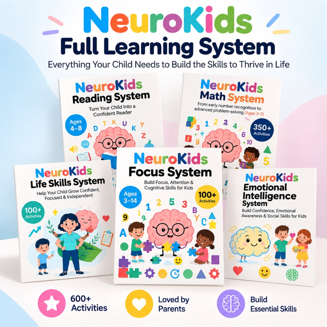 NeuroKids Full Learning System +600 Activities for Focus, Math, Reading, Emotional & Life Skills